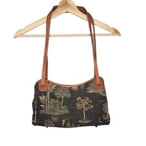 TOMMY BAHAMA Vintage Tropical Palm Tree Tapestry Shoulder Bag